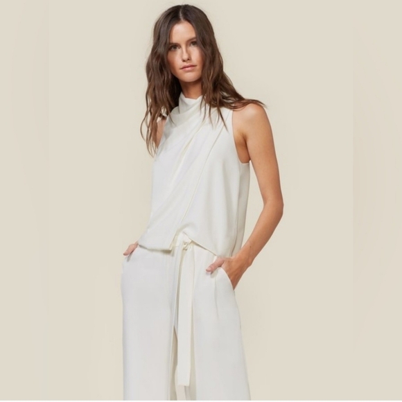 16. NWT HALSTON SLEEVELESS COWL NECK DRAPPED JUMPSUIT SIZE 2 - Picture 3 of 13